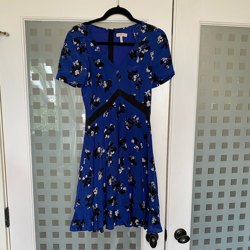 Rebecca Taylor Floral Blue Silk Dress 2